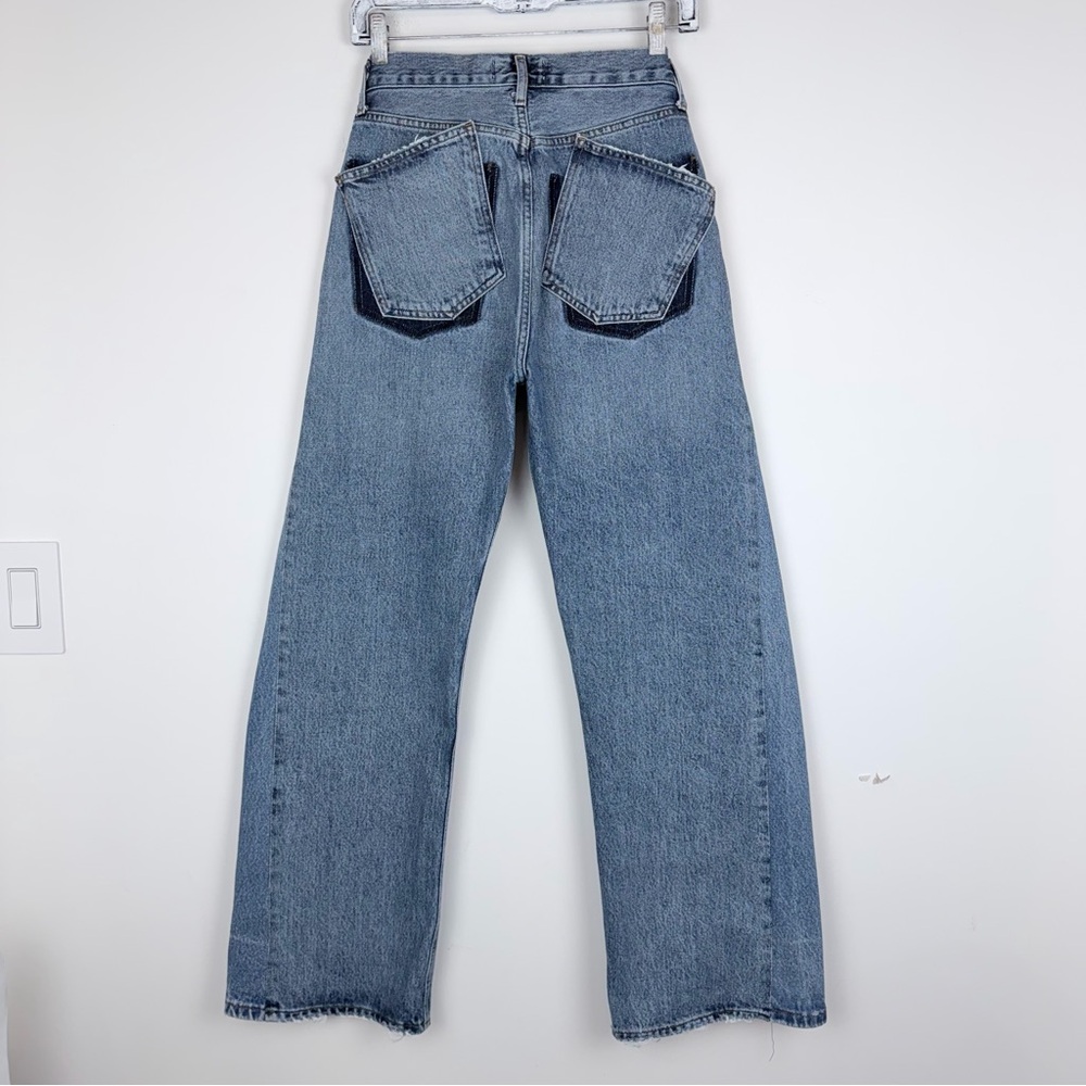 Agolde High-Rise Wide Leg Jeans in Light Blue Wash - Reworked size 25